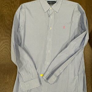 Ralph Lauren Navy and White Gingham Men's Shirt